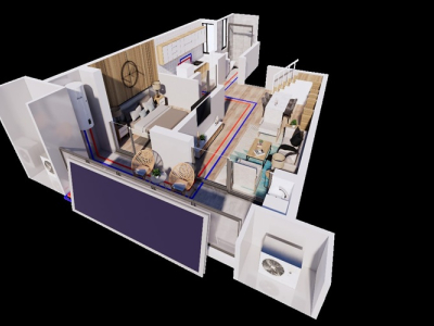 Wall mounted flat plate solar collector